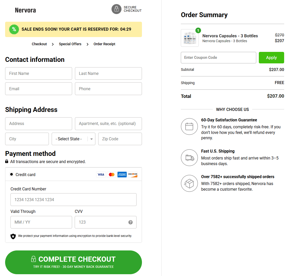 Nervora order form